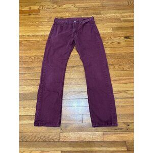 Levis 513 Jeans Mens 32X32 Burgundy Purple Denim Slim Straight Leg Skater Rocker